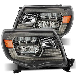 AlphaRex 880733 AlphaRex 05-11 Toyota Tacoma LUXX Crystal Headlights Plank Style Alpha Black w/Activation Light/DRL