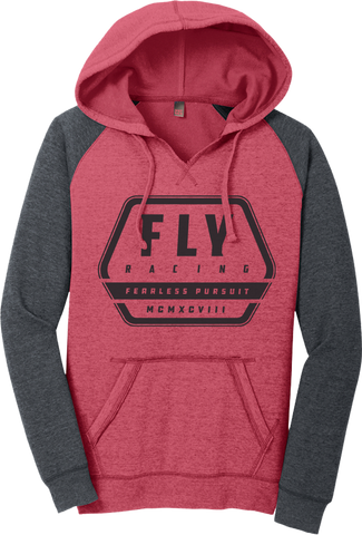 Women's Fly Track Hoodie Red Heather/Charcoal Lg