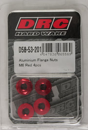 Aluminum Flange Nuts Red M6x12mm 4/Pk