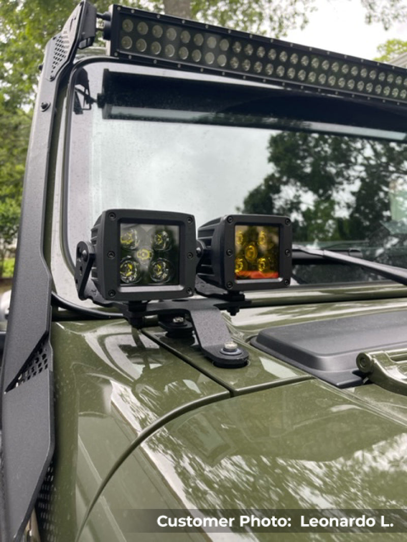 Go Rhino 18-20 Jeep Wrangler JL/JLU/Gladiator JT Light Mount - Two 3in Cubes