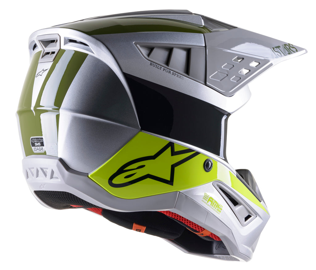 S M5 Bond Helmet Slvr/Ylw Fluo/Mltry Grn Lg