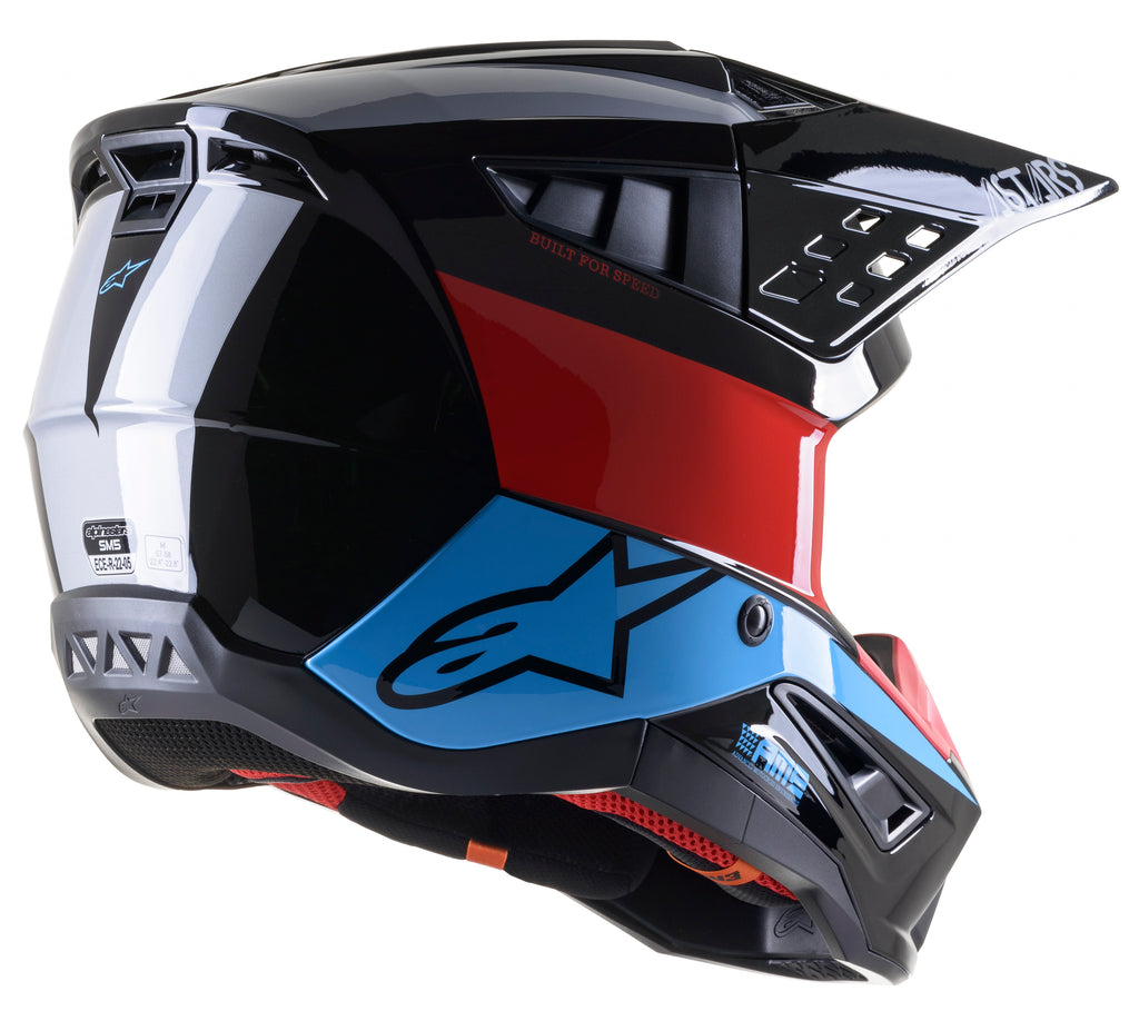 S M5 Bond Helmet Black/Red/Cyan Glossy Md