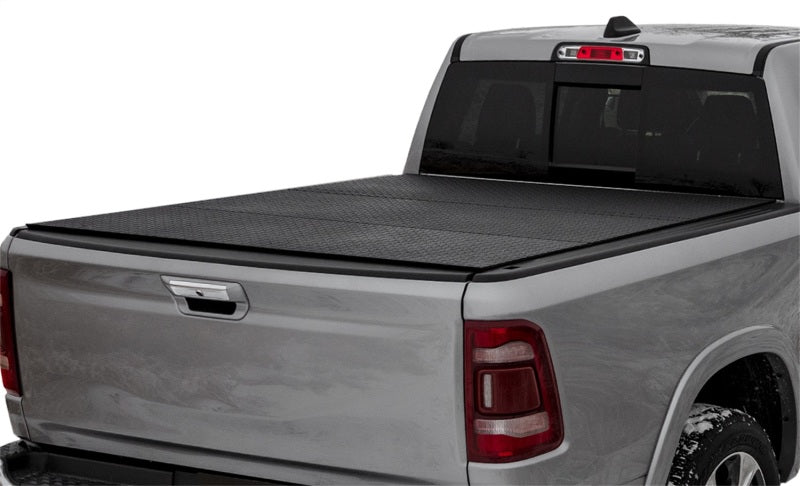 Access LOMAX Pro Series Tri-Fold Cover 2020 Jeep Gladiator 5ft (w/ Trail Rail) Box Diamond Plate