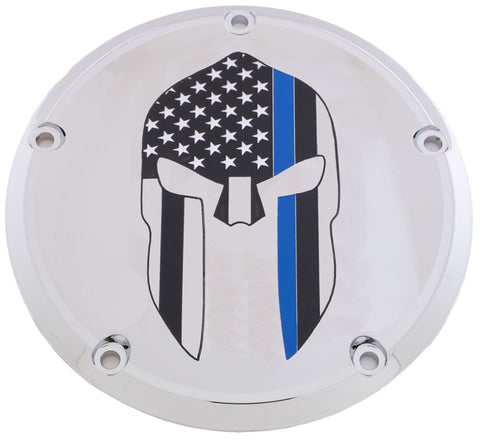 7  M8 Flt/Flh Derby Cover Sparta Blue Line Chrome