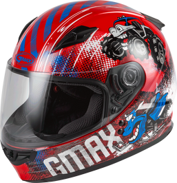 Youth Gm 49y Beasts Full Face Helmet Red/Blue/Grey Ys