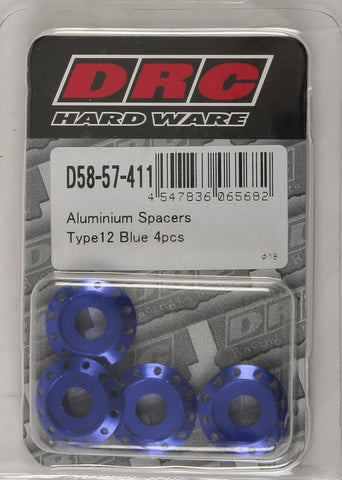 Aluminum Spacers Type 12 Blue M6x12mm 4/Pk