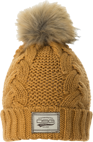 Chunky Knit Pom Beanie Tan