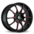 Konig Illusion 17x7 5x114.3 ET40 Black/Ball Cut Red
