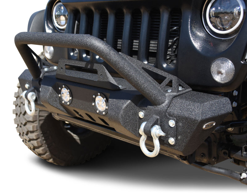 DV8 Offroad 07-18 Jeep Wrangler JK/JL FS-11 Stubby Mid Length Steel Front Bumper w/ Winch Plate