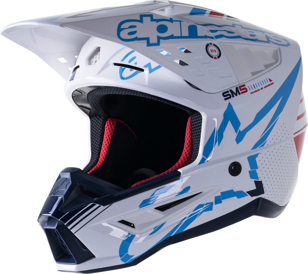 S M5 Action Helmet White/Cyan/Blue Sm