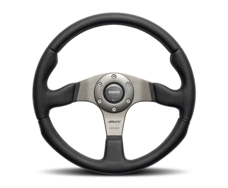 Momo Race Steering Wheel 350 mm - Black Leather/Anth Spokes