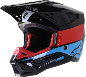 S M5 Bond Helmet Black/Red/Cyan Glossy Lg