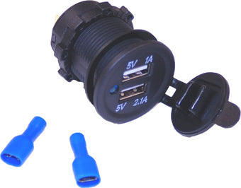 Dual Usb Charging Port Panel Mount W/Oring & Lock Nut