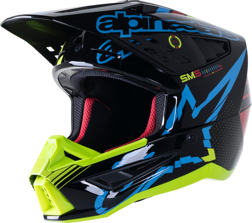 S M5 Action Helmet Black/Cyan/Fluo Yellow Sm