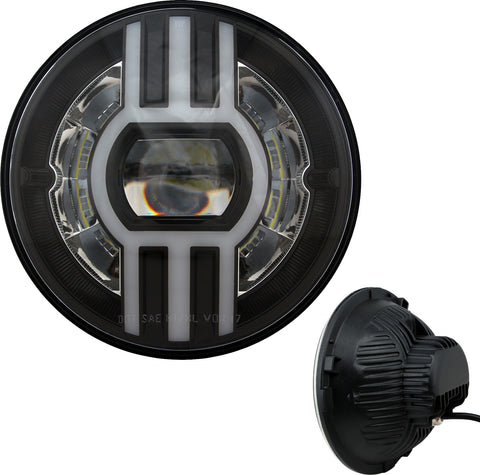Headlight 7" Beast 2 Black W/Driving Light