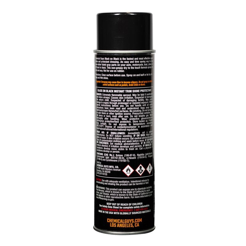 Chemical Guys Black on Black Instant Trim Shine Spray Dressing - 11oz - Case of 6