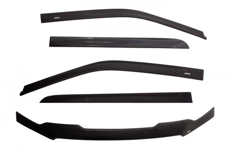 AVS 07-13 Chevy Silverado 1500 Crew Cab Ventvisor & Aeroskin Deflector Combo Kit - Matte Black