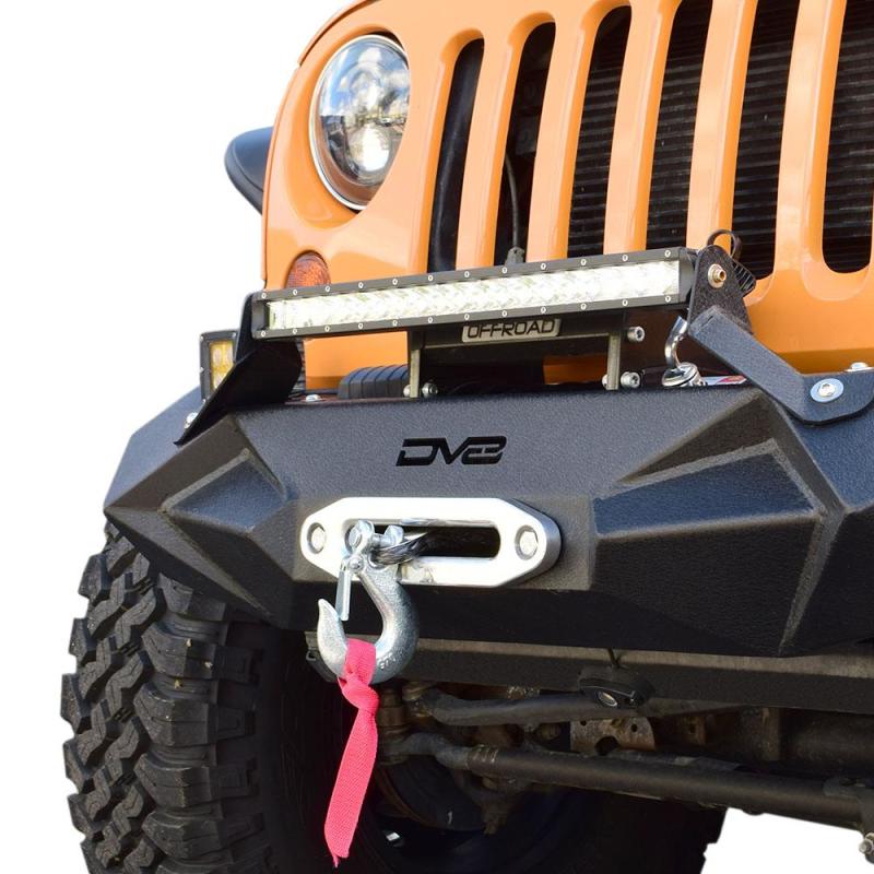 DV8 Offroad 07-18 Jeep Wrangler JK/JL Steel Stubby Front Bumper w/ Light Bracket & Winch Plate