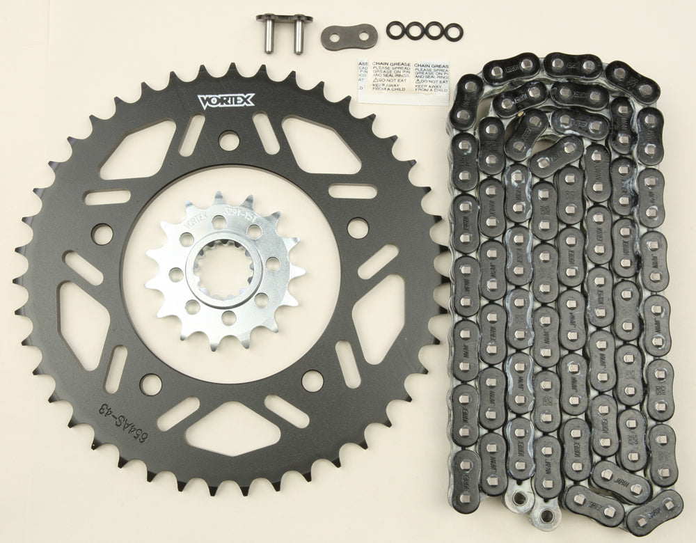 Sprocket/Chain Kit Stl/Stl 15/43t Sil Rx3 520 114l Blk