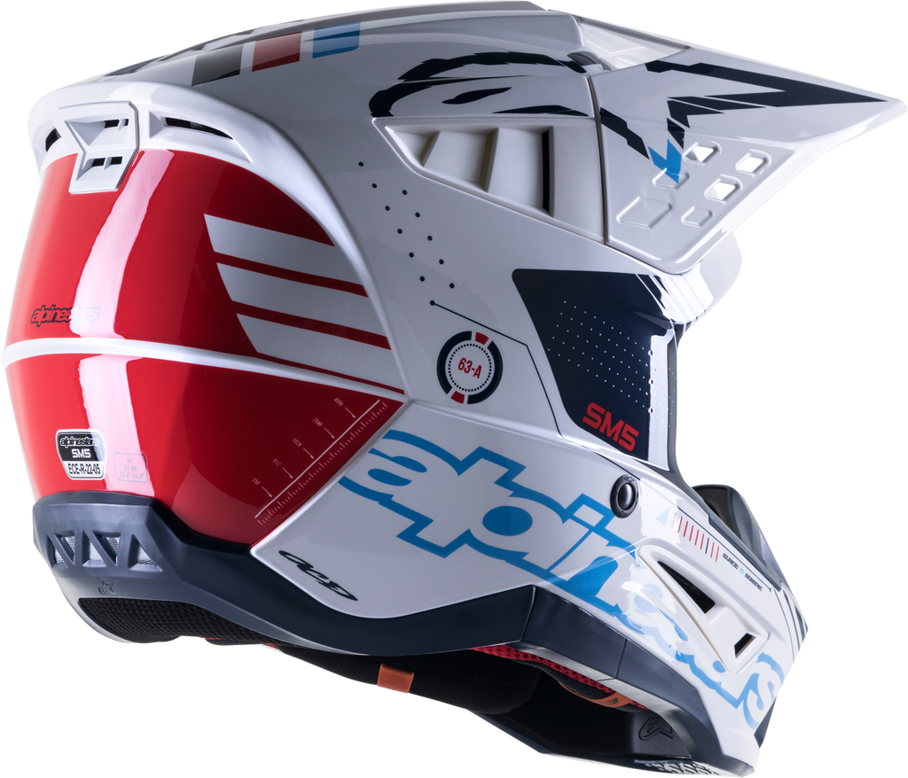 S M5 Action Helmet White/Cyan/Blue Sm