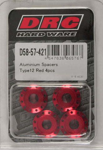 Aluminum Spacers Type 12 Red M6x12mm 4/Pk