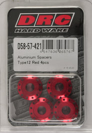 Aluminum Spacers Type 12 Red M6x12mm 4/Pk