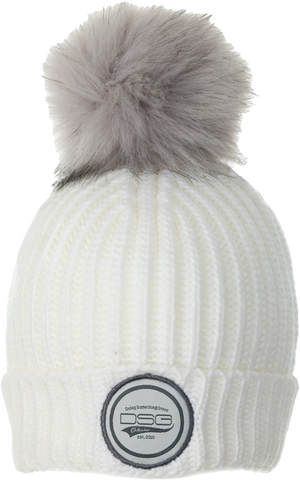 Folded Pom Beanie White