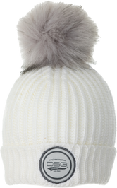 Folded Pom Beanie White