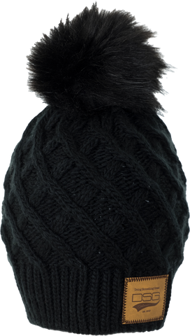 Solid Pom Beanie Black