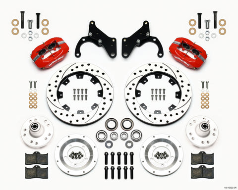 Wilwood Forged Dynalite Front Kit 12.19in Drilled Red 65-68 Chevy Impala -Drum Spindle