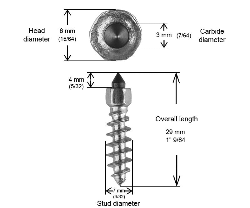 1" 25mm Standard Screw Studs Qty 250