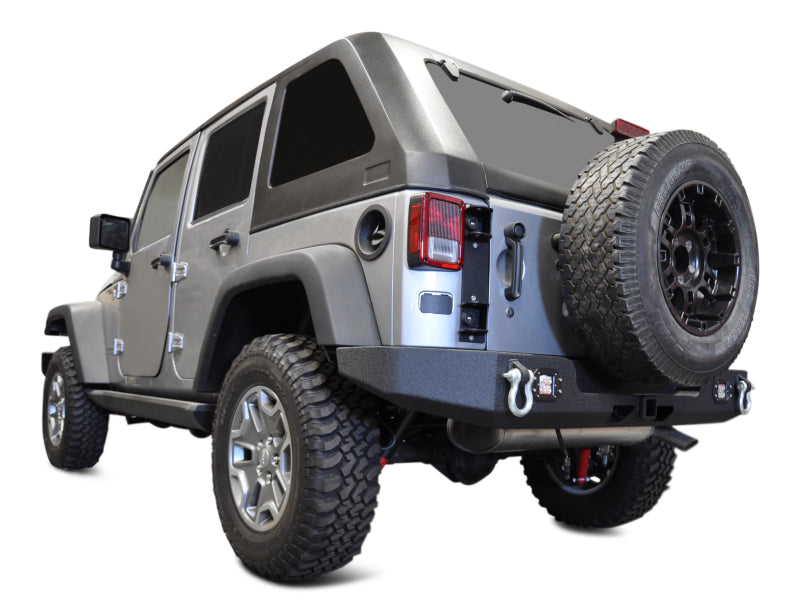 DV8 Offroad 07-18 Jeep Wrangler JK Full Length Rear Bumper w/ Light Holes