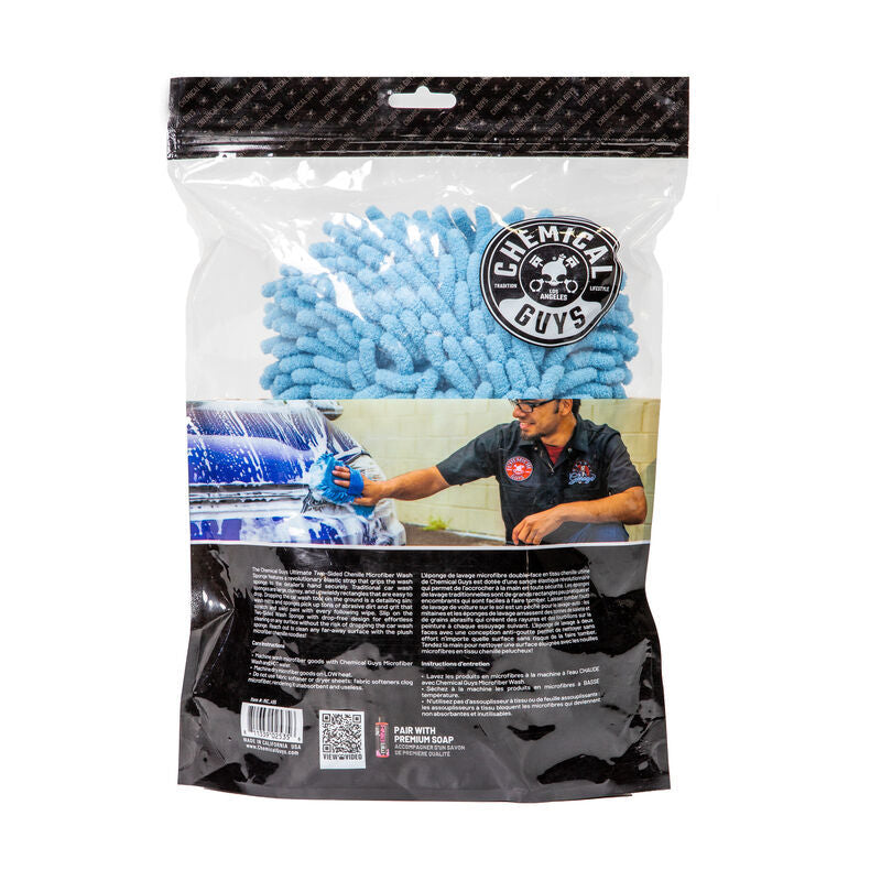 Chemical Guys Ultimate Two Sided Chenille Microfiber Wash Sponge - Blue - Case of 12